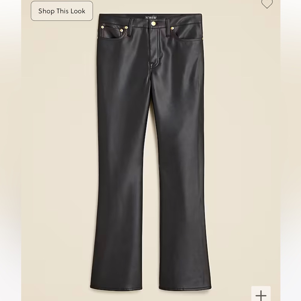 J Crew hi rise boot cut faux leather size 28